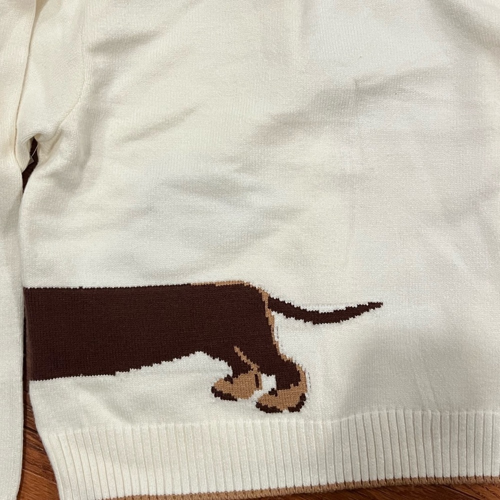 026. Cream Cardigan with 3D Dog Design - Picture 2 of 3